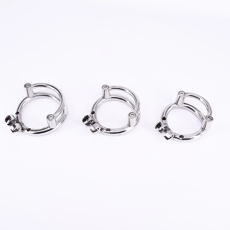 Dispositif de chasteté Penisring avec anneau de limite scrotale Anneau de base de cage à coq en acier inoxydable pour mâle Super court Cock Lock Rings Accessoire