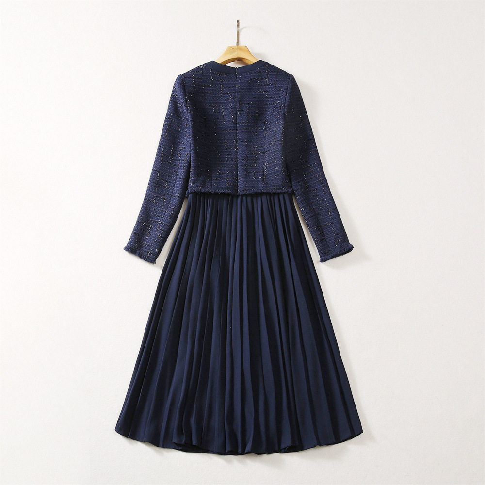 Robe longue décontractée à simple boutonnage pour femme, col rond, fermeture éclair, manches longues, printemps été 2024, AS009