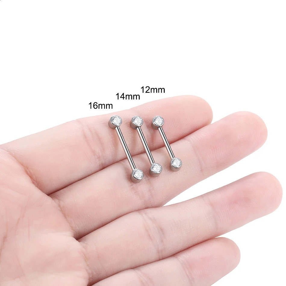 10 Uds. Piercing para pezones con bisel redondo, conjunto de extremos de cristal, anillos de hilo interno, joyería corporal Sexy 240127