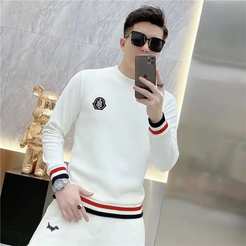 Luxury Oversized Men's TShirt for Fall and Winter Fashion Long Sleeve Cotton Casual Wear Solid Basic Shirt Plus Size 240129