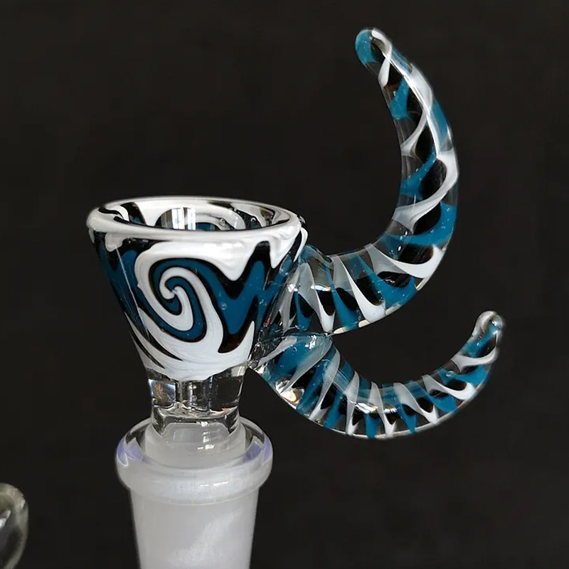 Ciotola da 14 mm Ciotole di vetro inebrianti maschili con manico Bong da fumo unico pipa ad acqua Dab Rigs Strumenti tabacco Accessori fumo all'ingrosso