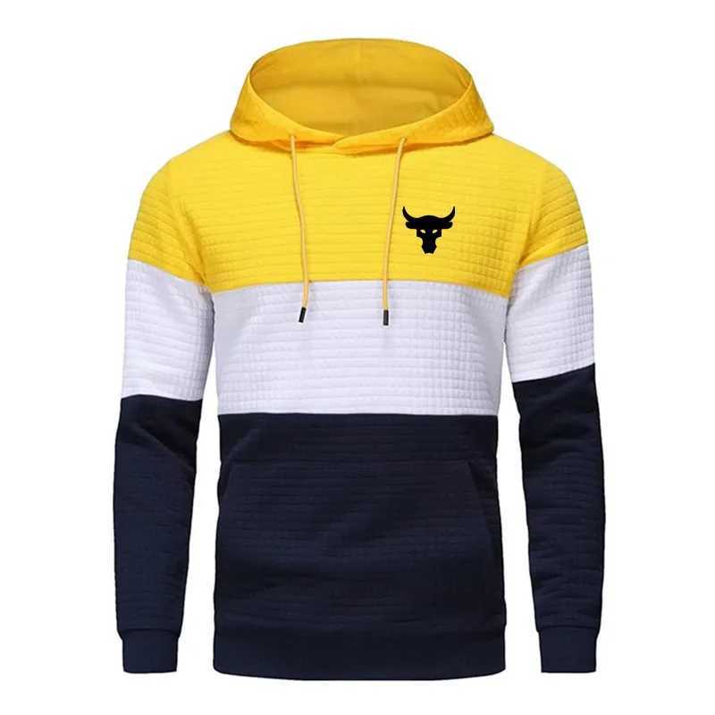 Heren Hoodies Sweatshirts 2024 Lente Herfst Wafelstof Patchwork Hoodies Mode Capuchon Sweatshirts Vrijetijdskleding Sport Pullover Top Herenjassen T240217