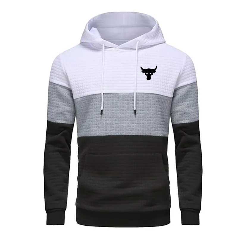 Heren Hoodies Sweatshirts 2024 Lente Herfst Wafelstof Patchwork Hoodies Mode Capuchon Sweatshirts Vrijetijdskleding Sport Pullover Top Herenjassen T240217