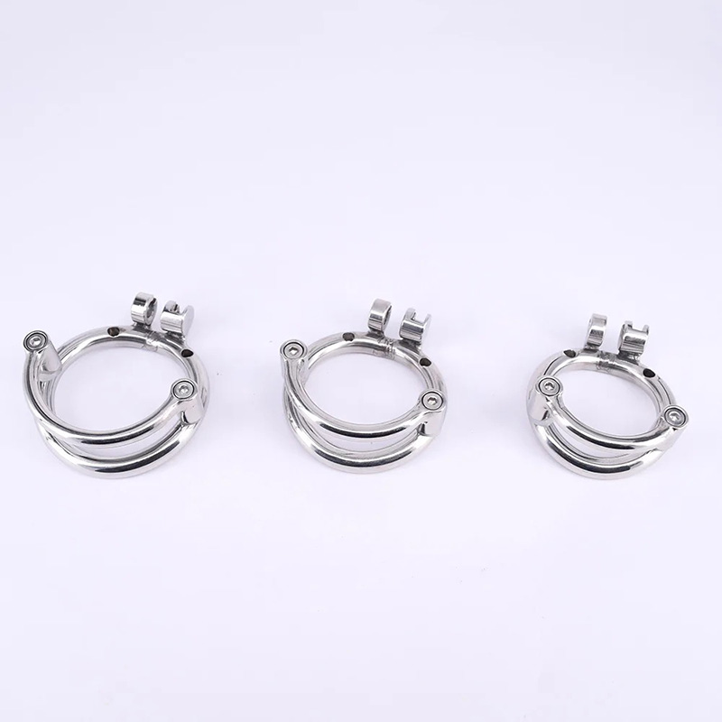 Dispositif de chasteté Penisring avec anneau de limite scrotale Anneau de base de cage à coq en acier inoxydable pour mâle Super court Cock Lock Rings Accessoire