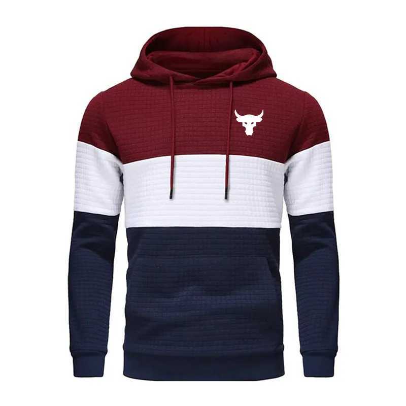 Heren Hoodies Sweatshirts 2024 Lente Herfst Wafelstof Patchwork Hoodies Mode Capuchon Sweatshirts Vrijetijdskleding Sport Pullover Top Herenjassen T240217