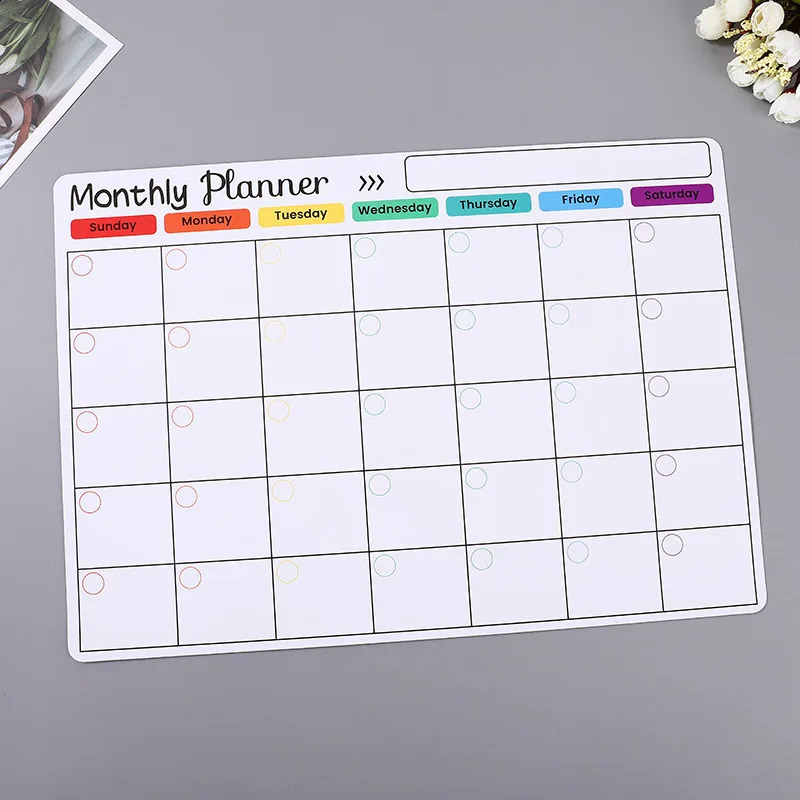 Fridge Sticker Message Board Magnetic Menu Calendar Fridge Monthly Planner Calendar Dry Wipe Whiteboard 240219