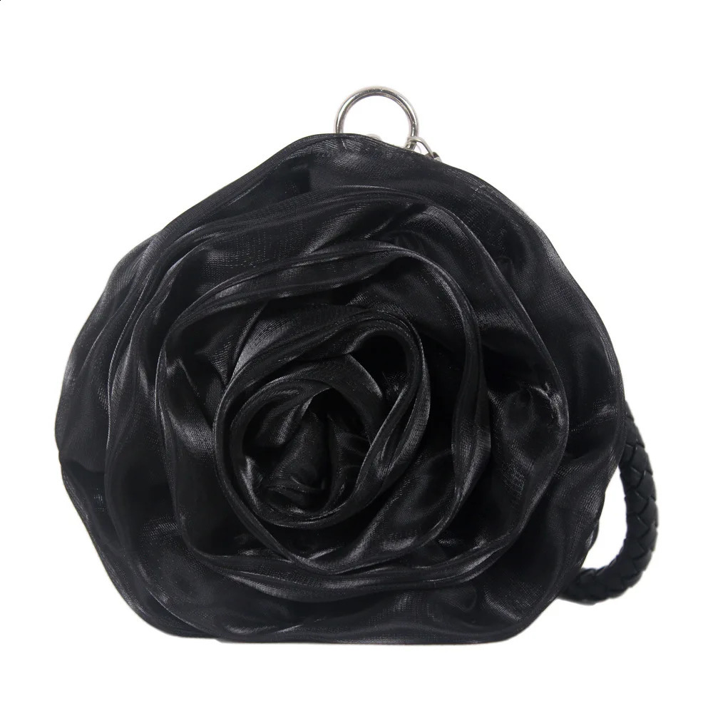 Bridal Rose Flower Evening Clutch Purse Women väska liten handväska Lady Silk bröllop dekorera party brudtärna gåva plånböcker 240118