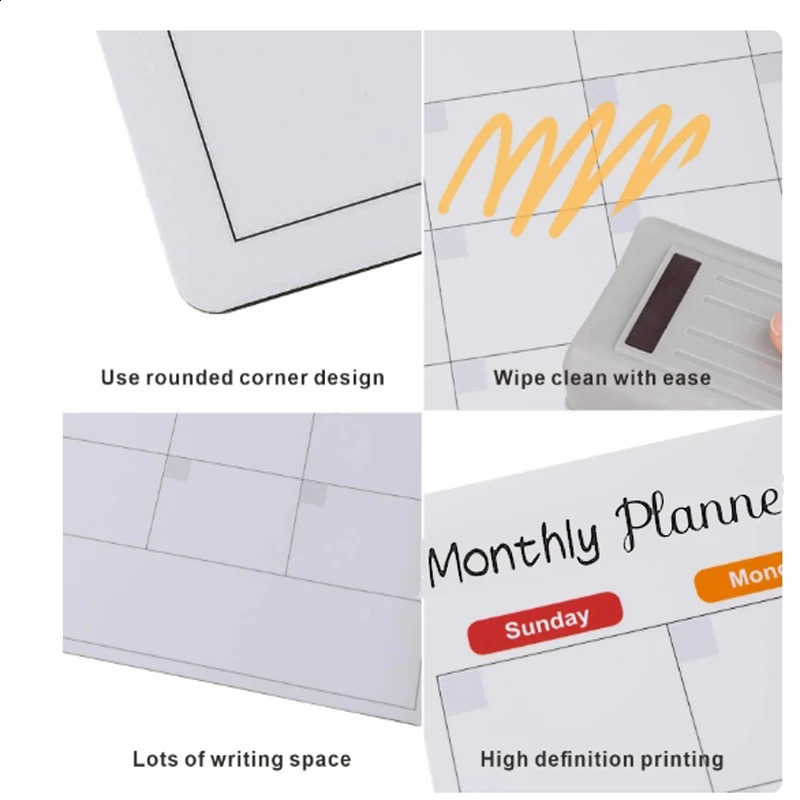 Fridge Sticker Message Board Magnetic Menu Calendar Fridge Monthly Planner Calendar Dry Wipe Whiteboard 240219