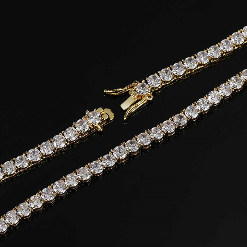 Gold Silver Luxury Cz Zircon Iced Out Diamond Men Neckor Cluster Tennis Chain Necklace For Womens Hip Hop Jewelry 3mm 4mm 5mm 6mm 6mm