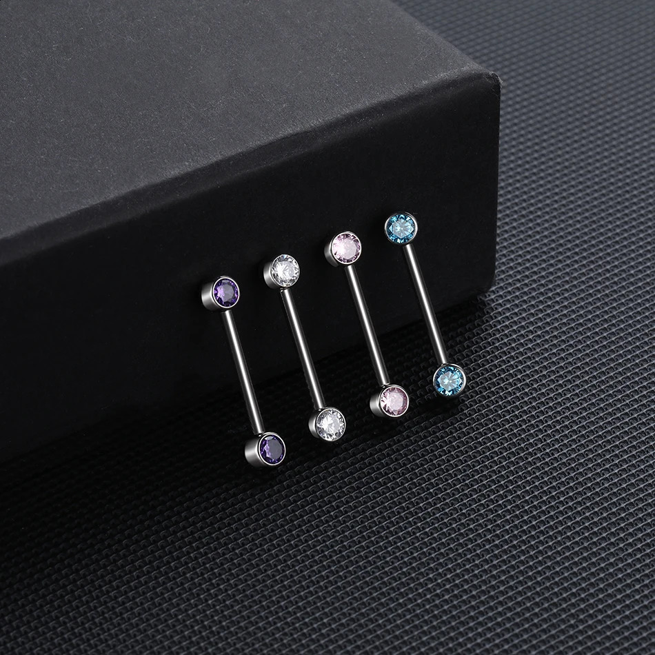 10 pièces mamelon haltères Piercing avec lunette ronde ensemble extrémités en cristal anneaux de fil interne bijoux de corps Sexy 240127