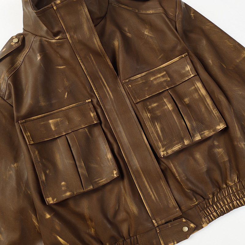 2024 코트 스프링 가을과 겨울 새 가죽 의류 남성 재킷 패션
