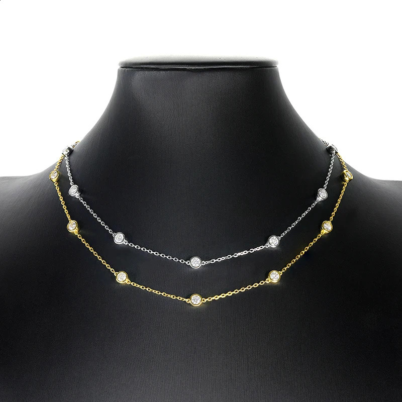 TBCYD 345mm D Color Choker Necklace For Women S925 Silver Round Cut Diamond Bubble Neck Chain Party Jewets Gifts 240123