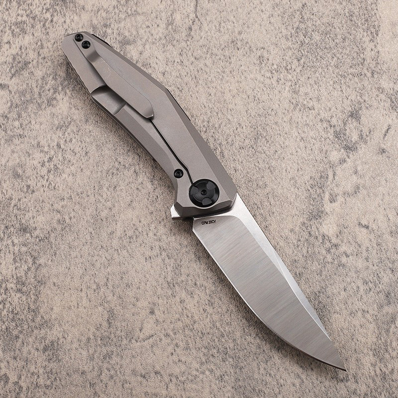 Nowy przylot A0224 High End 0470 Flipper Składający nóż 20cv Satynowe ostrze TC4 TITANIUM TITANIUM Z KALETOWANIEM KALETOWANIEM KALETOWANIE SZYBKIE Otwórz EDC Pocket Folder Noży