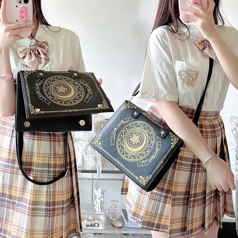 JIAERDI-Bolso Harajuku Lolita para mujer, estilo Preppy Jk Moon Magic Book, bolsos de hombro para mujer, bolso elegante y bonito Y2k 240220