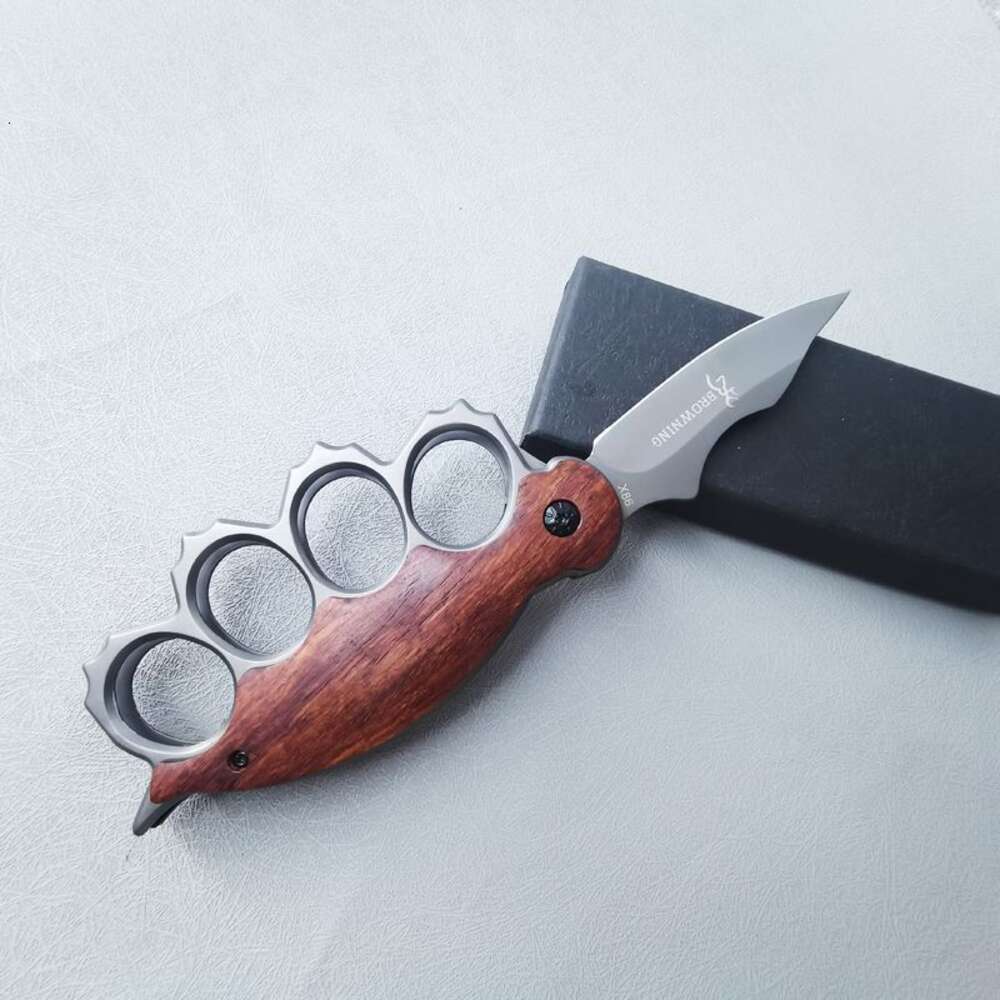 Tiger Finger Fist Set portatile pieghevole Manico in legno massello Coltello squisito sopravvivenza all'aperto e autodifesa in acciaio inossidabile 457627