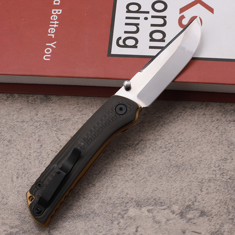 Promosyon A0218 Yüksek Uçlu Katlanır Bıçak VG10 Tel Çizim Damla Noktası Bıçağı TC4 Titanyum Karbon fiber sapı taşıyan EDC Cep Bıçakları
