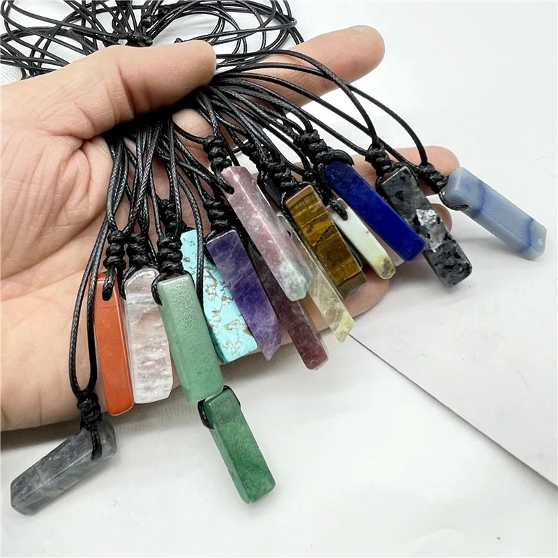 Natural Gem Stone Quartz Crystal Slice Pendants Reiki Chakra Lapis Amethysts Diy Jewelry Making Hand Woven Women Necklace