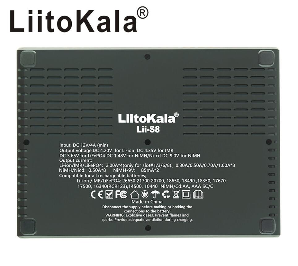 Liitokala LII-S12 S8 S6 S4 18650 Şarj Edilebilir Pil Şarj Cihazı 3.7V 9V 18650 26650 18350 16340 18500 14500 1.2V AA AA LCD Akıllı Şarj Cihazı