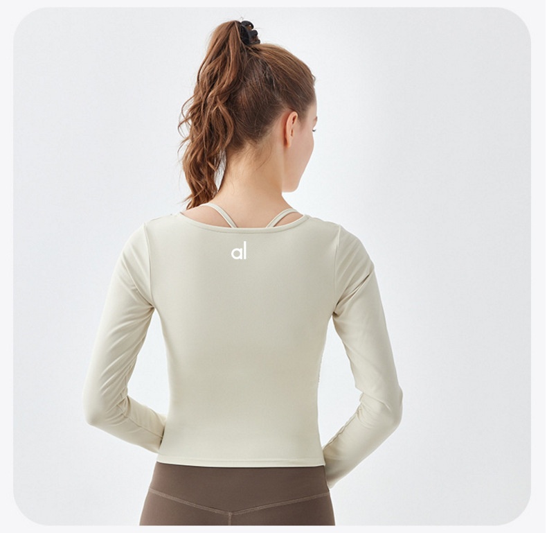 Al Yoga Shirts Sports Coat Womens Yoga kläder långärmad topp naken botten skjorta