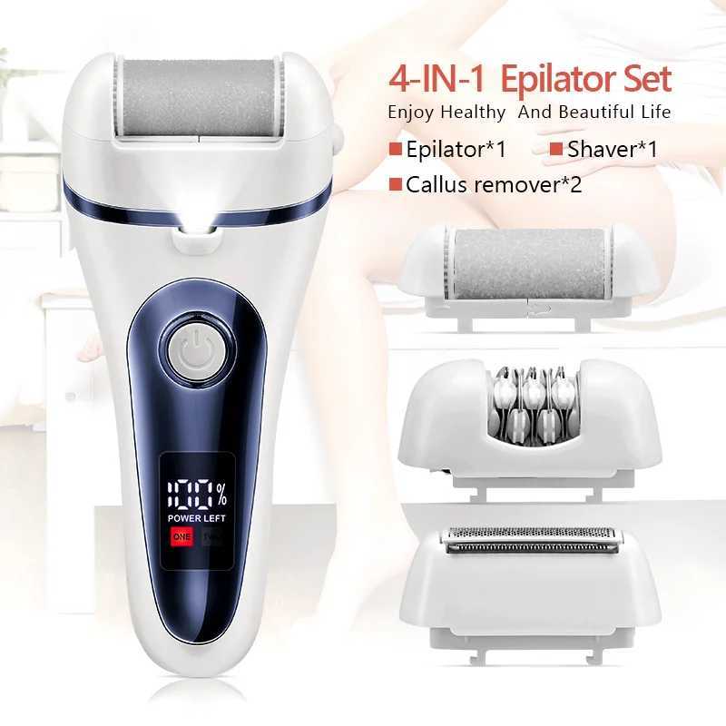 Epilator 4 in 1 elektrische epilator vrouwen ontharing pijnloos scheervoet bestand pedicure gereedschap machine vrouwelijk gezicht bikini body been d240424