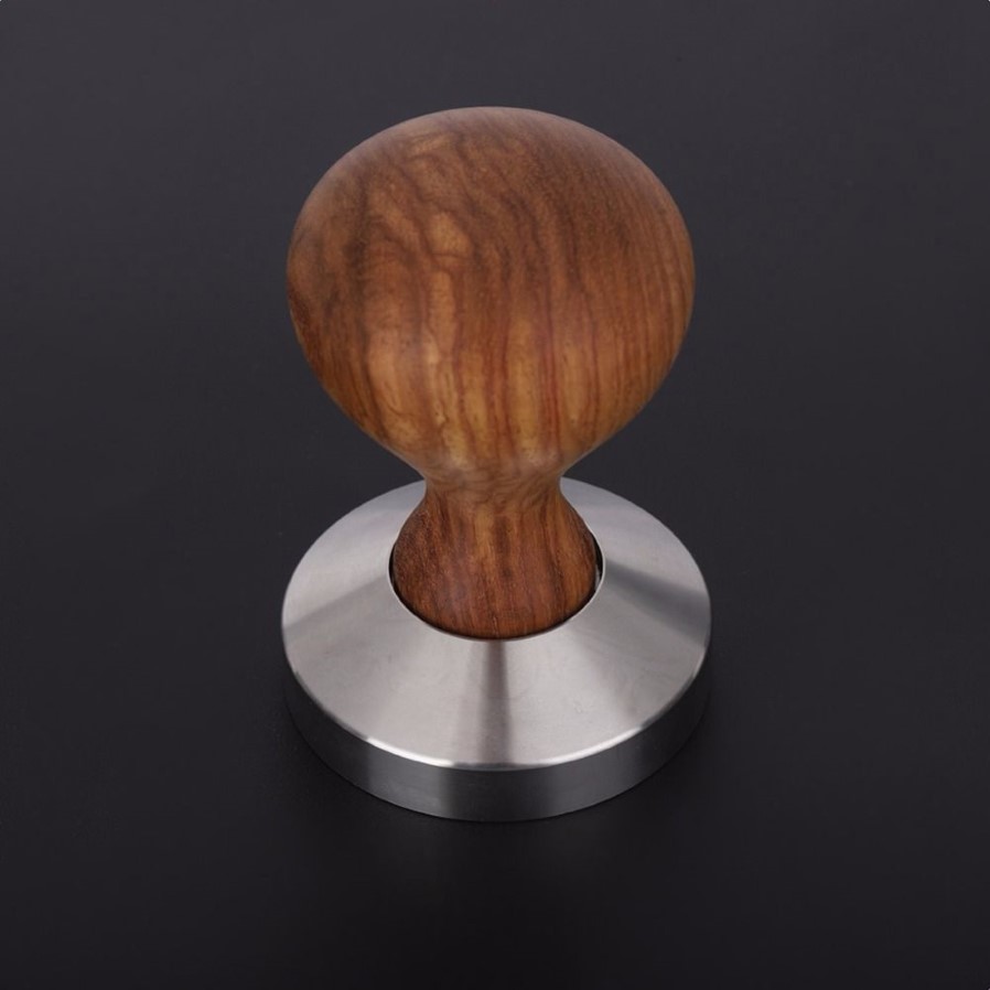 51 53 58mm Manico in palissandro Tamper caffè Espresso in polvere Pressa piatta Martello Tamper caffè Grind Grinder Espresso Barista Strumento T294V