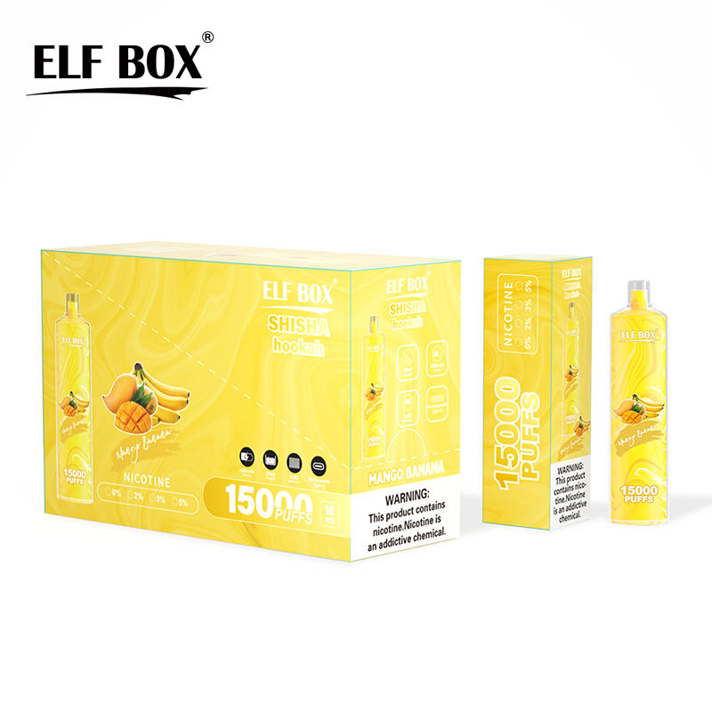 Elf Box Shisha Hookah 15000 Puffs Kit de barre de vape jetable Puff 15K E Cigarettes rechargeable Mesh Coil Vaper 11 Saveurs 0% 2% 3% 5% Force de sel