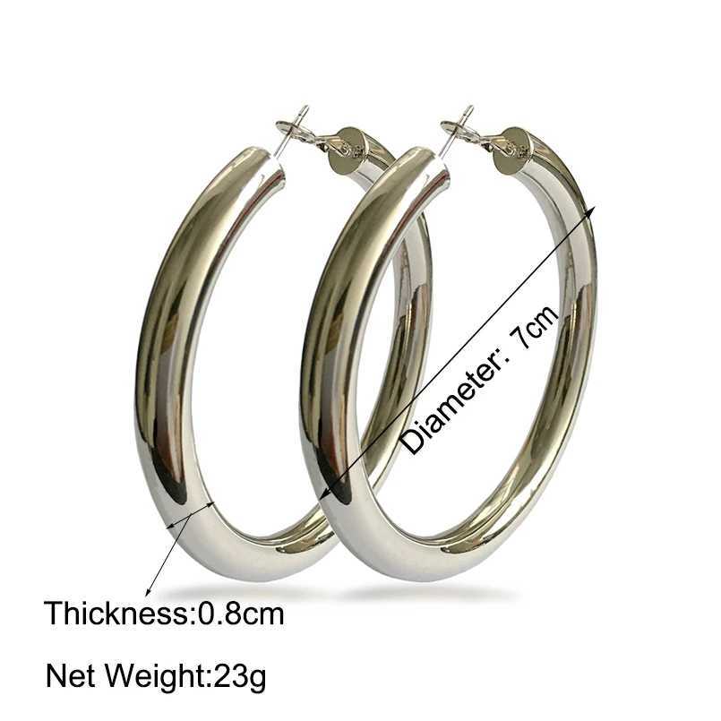 Hoop Huggie UKEN 2023 Punk Fashion 70mm Diameter Wide Ring Earrings Suitable for Womens Statement Earrings Brincos Jewelry Accessories Thick 24326