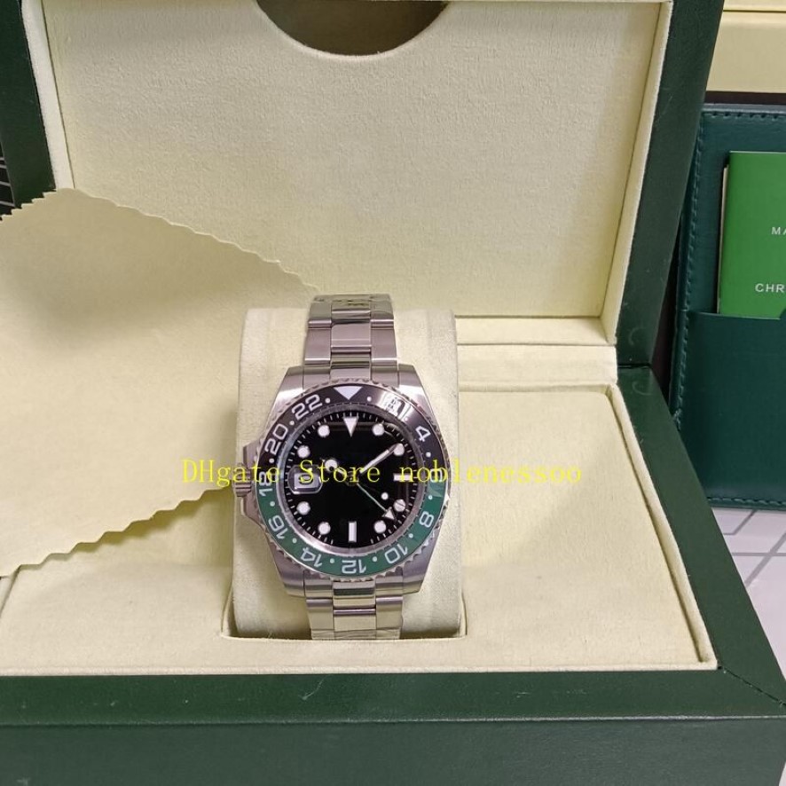 2 stijl Real Po met doos automatische horloges heren nieuw model 40 mm Sprite roestvrij staal groene rechterhand zwarte wijzerplaat keramische bezel 244E