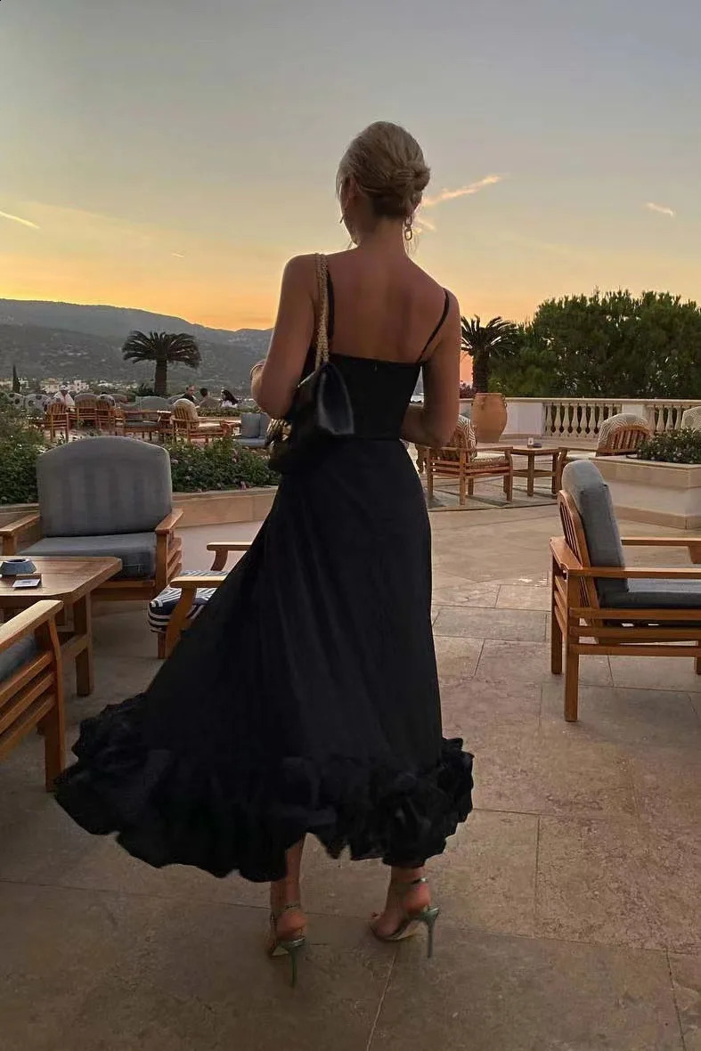 Элегантная плиссированная длинная юбка на подтяжках для женщин, вечернее платье с поясом, модная пляжная юбка-пачка без рукавов и спинки А-силуэта 240220