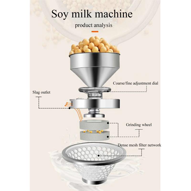 Commercial Soya Milk Machine Stal nierdzewna szlifierka sojowa Elektryczne delig DREGS DESPAL