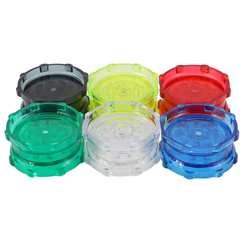 Grinder fumo Set da fumo smerigliatrice angolare multicolore traslucido a due strati in plastica acrilica diametro 53 mm