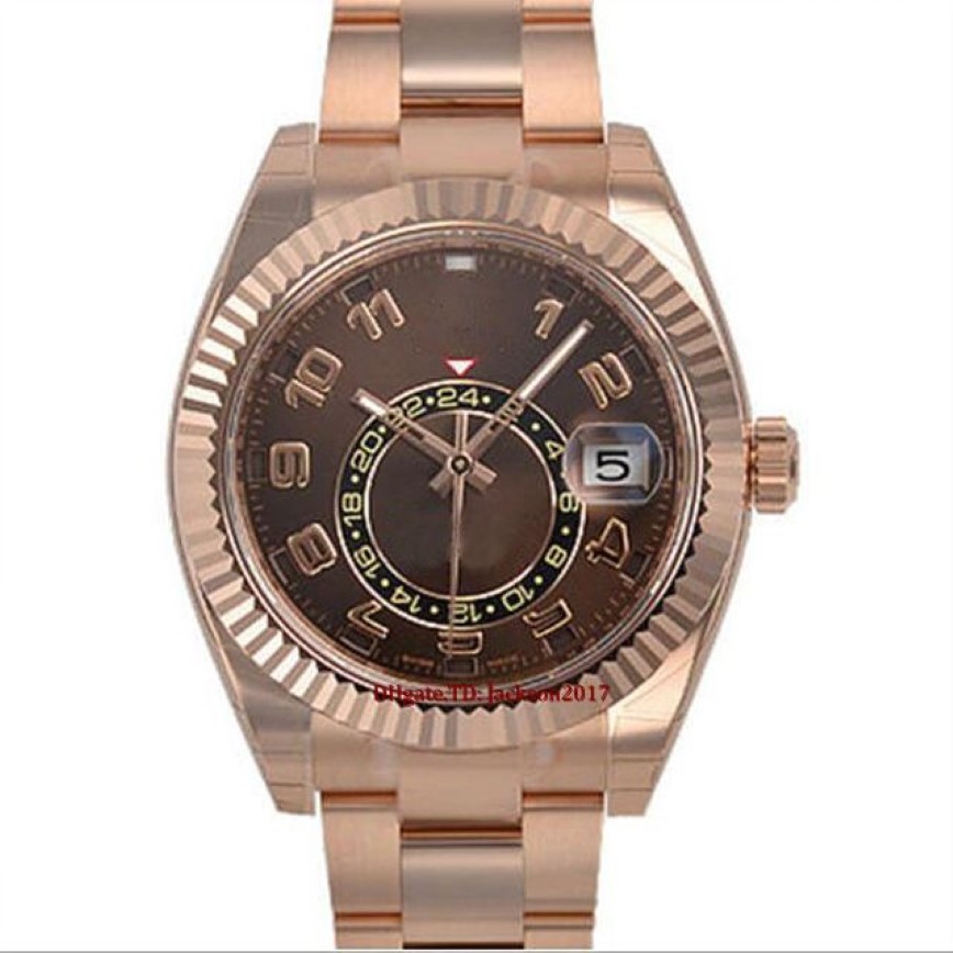 Kerstcadeau Originele dooscertificaat Casual Modern Mens Watches 326935 Mens 18K Gold Chocolate Sunray Dial 42mm3266