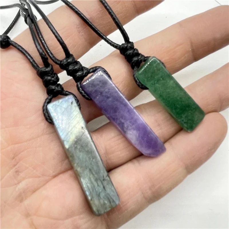 Pierre précieuse naturelle Quartz cristal tranche pendentifs Reiki Chakra Lapis améthystes bijoux à bricoler soi-même faisant tissé à la main femmes collier