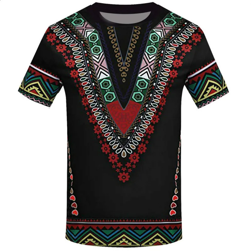 Camicia da uomo girocollo T-shirt estiva abbigliamento etnico africano con stampa 3D 240220