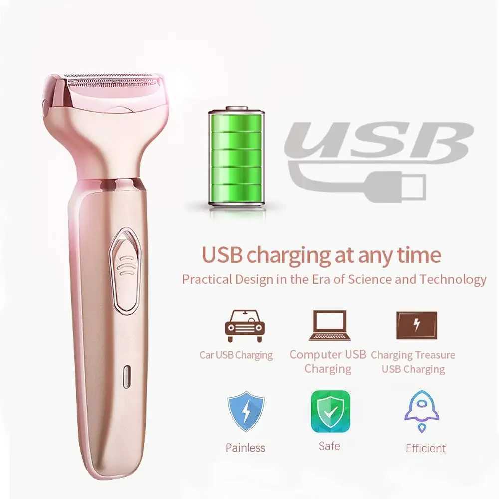 Epilator Women Epilator Electric Razor 2in1 Remoção de cabelo Dimndor Face Shaver Trimmer Home Use Máquina de Epilador Segurança Razor Razor D240424