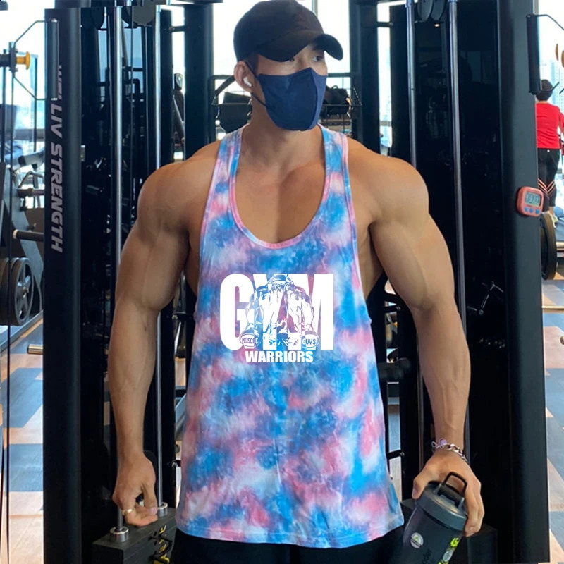 Summer Camouflage Mens Muscle Vest Y Back Gym Clothing Bodybuilding Fitness Tank Top Sleeveless Shirt Workout Stringer Singlets 240219