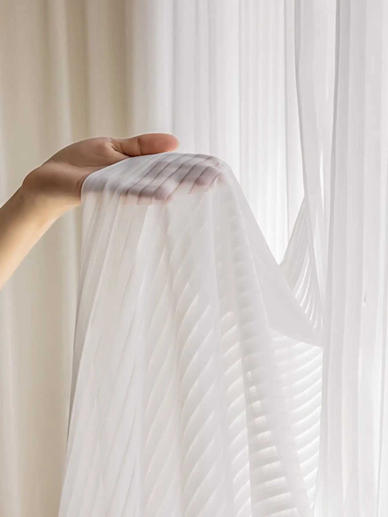 Rideau rayé rideaux transparents pour chambre salon filtrage de la lumière Semi solide Voile fenêtre rideaux tige poche