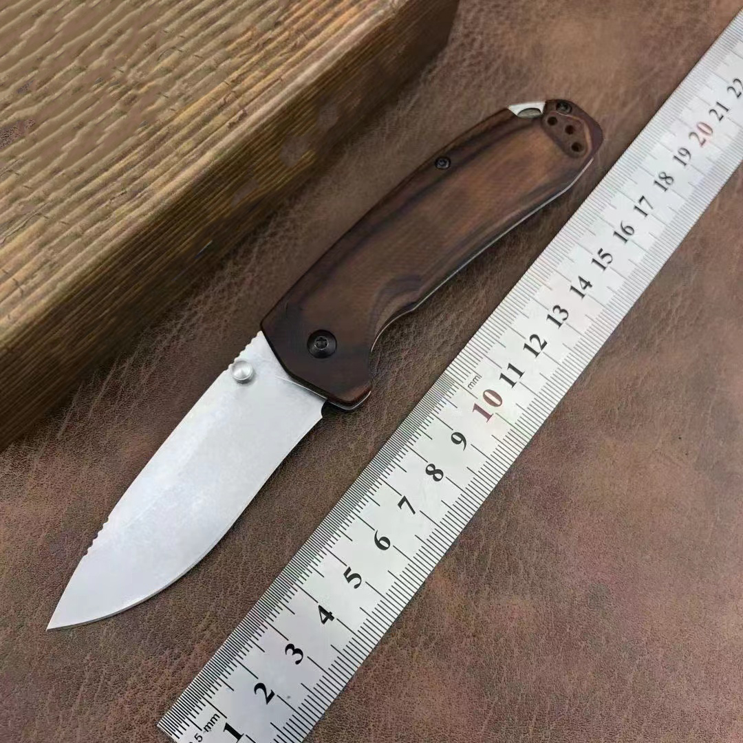 Outdoor BM 15031 Tactical Folding Knife Wooden Handle 8c13mov Blade Camping Survival Self-defense EDC Pocket Knives