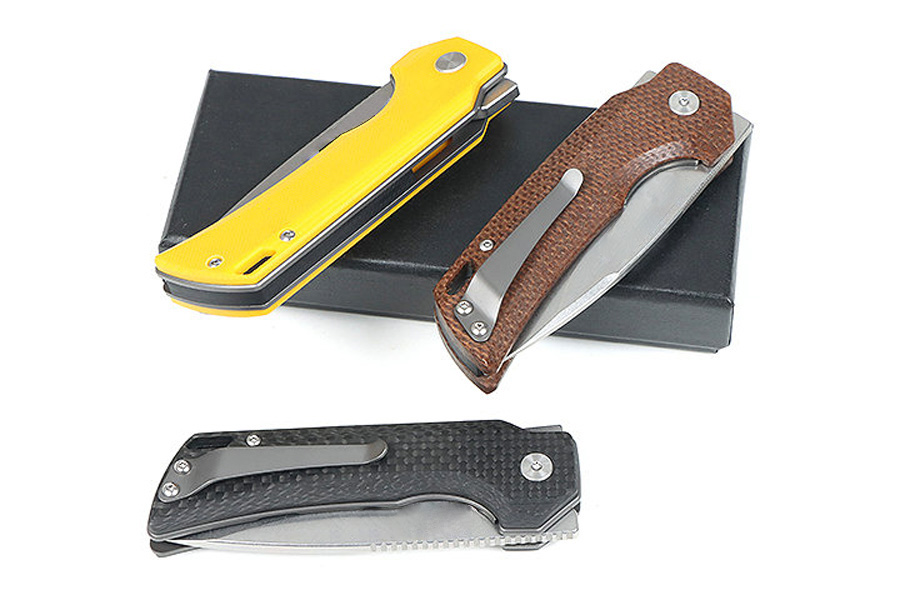 Nova chegada M6725 Faca dobrável de sobrevivência ao ar livre 14C28N Ponto de lavagem de pedra de pedra Micarta com maçaneta de aço inoxidável rolamento de esferas EDC Pocket Knives