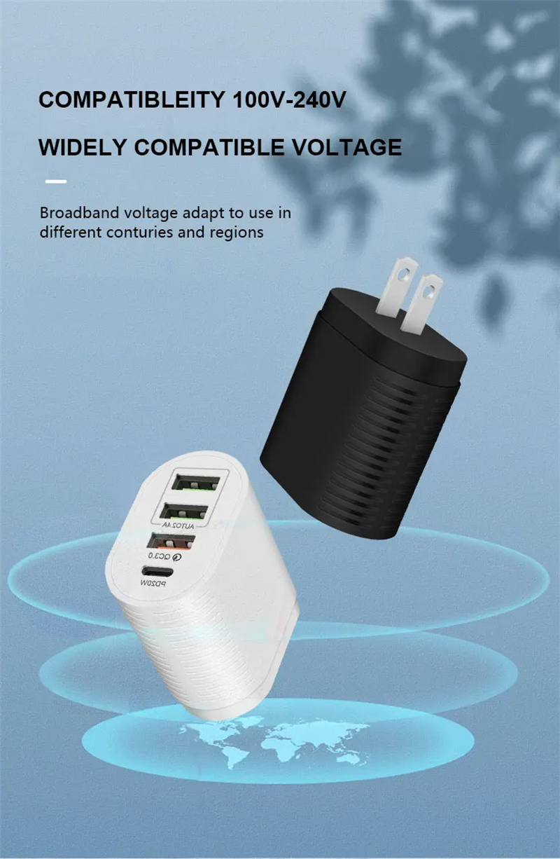 Yeni PD36W Hızlı Şarj Cihazı PD+3USB Cep Telefonu Şarj Cihazı 5V4A US AB UK İNGİSİ FİKLİ Çok Portlu Adaptör Şarj Kafası