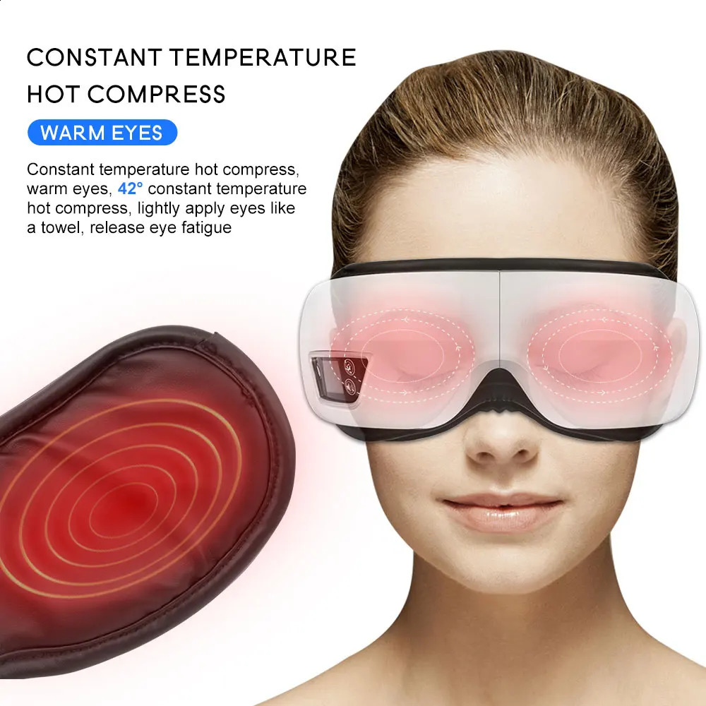 6D Smart Airbag Vibration Eye Massager Compress Bluetooth Eye Massage Glasögon Eye Care Instrument Trötthet Pouch Wrinkle 240219