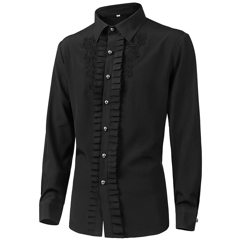 Theme Costume cosplay Men's pleated shirt medieval clothing steampunk Victorian top lining