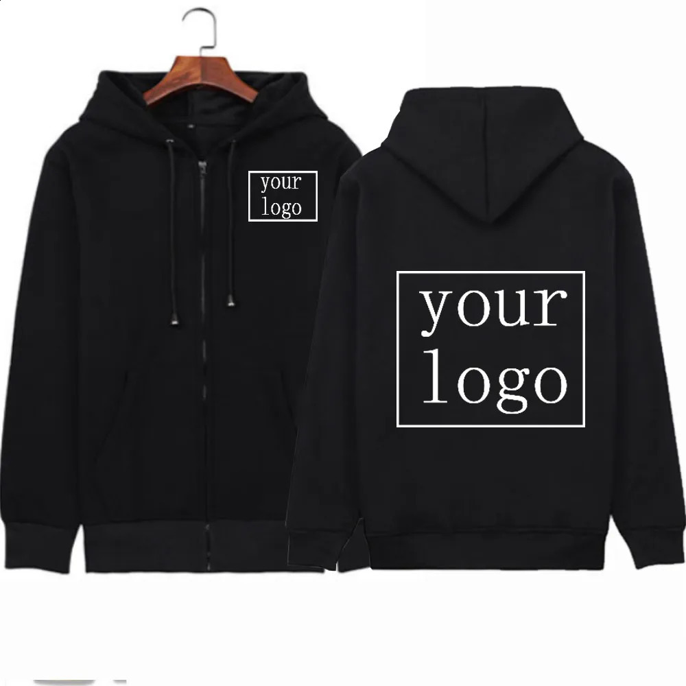 Your Own Design Brand Picture Zip Up Hoodies Custom Men Women Text DIY Print Zipper Sweatshirt Loose Casual Jackets Coats 240220