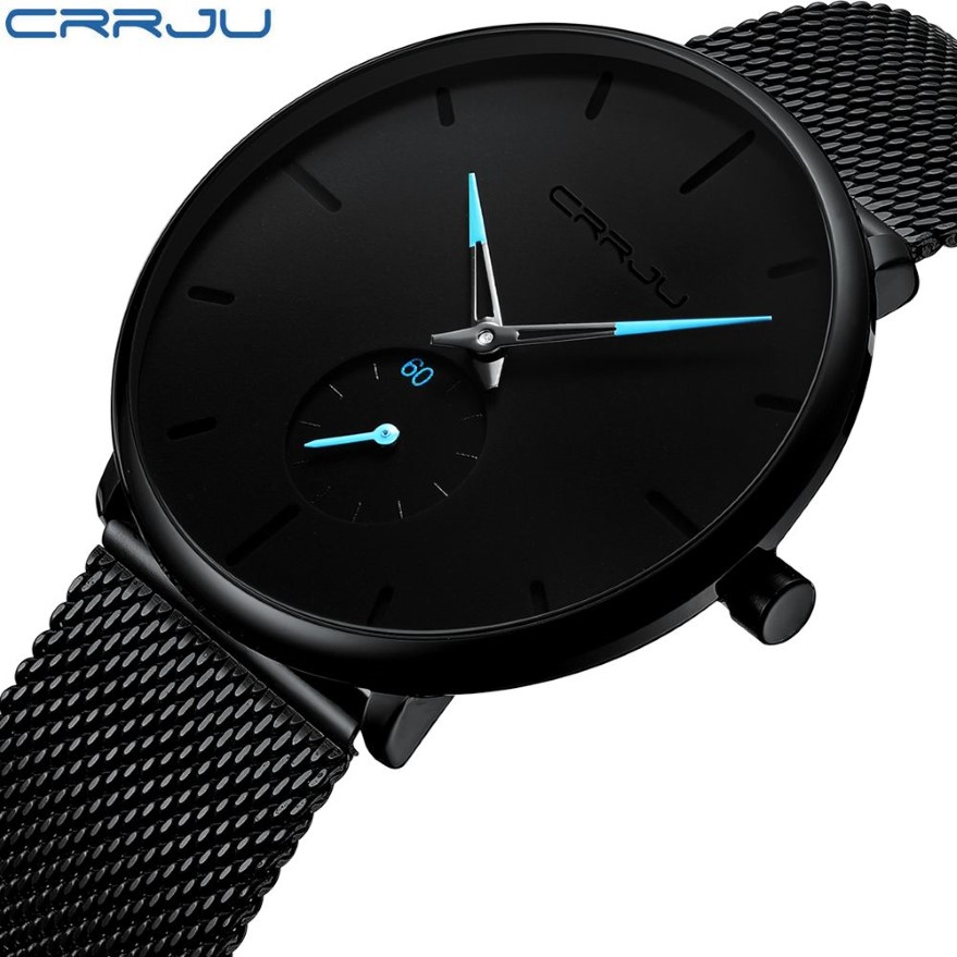 CRRJU Mode Hommes Montres Top Marque De Luxe Montre À Quartz Hommes Casual Mince Maille En Acier Étanche Sport Montre Relogio Masculino stude253w