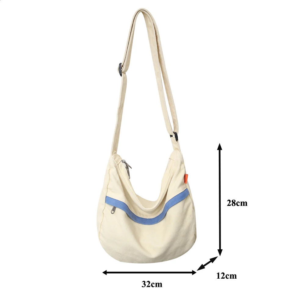 Canvas Bags For Women Vintage Handbags Casual Shoulder Crossbody Bag Eco Bag Korean Messenger Bag Y2K Unisex Black Shopper Bag 240220