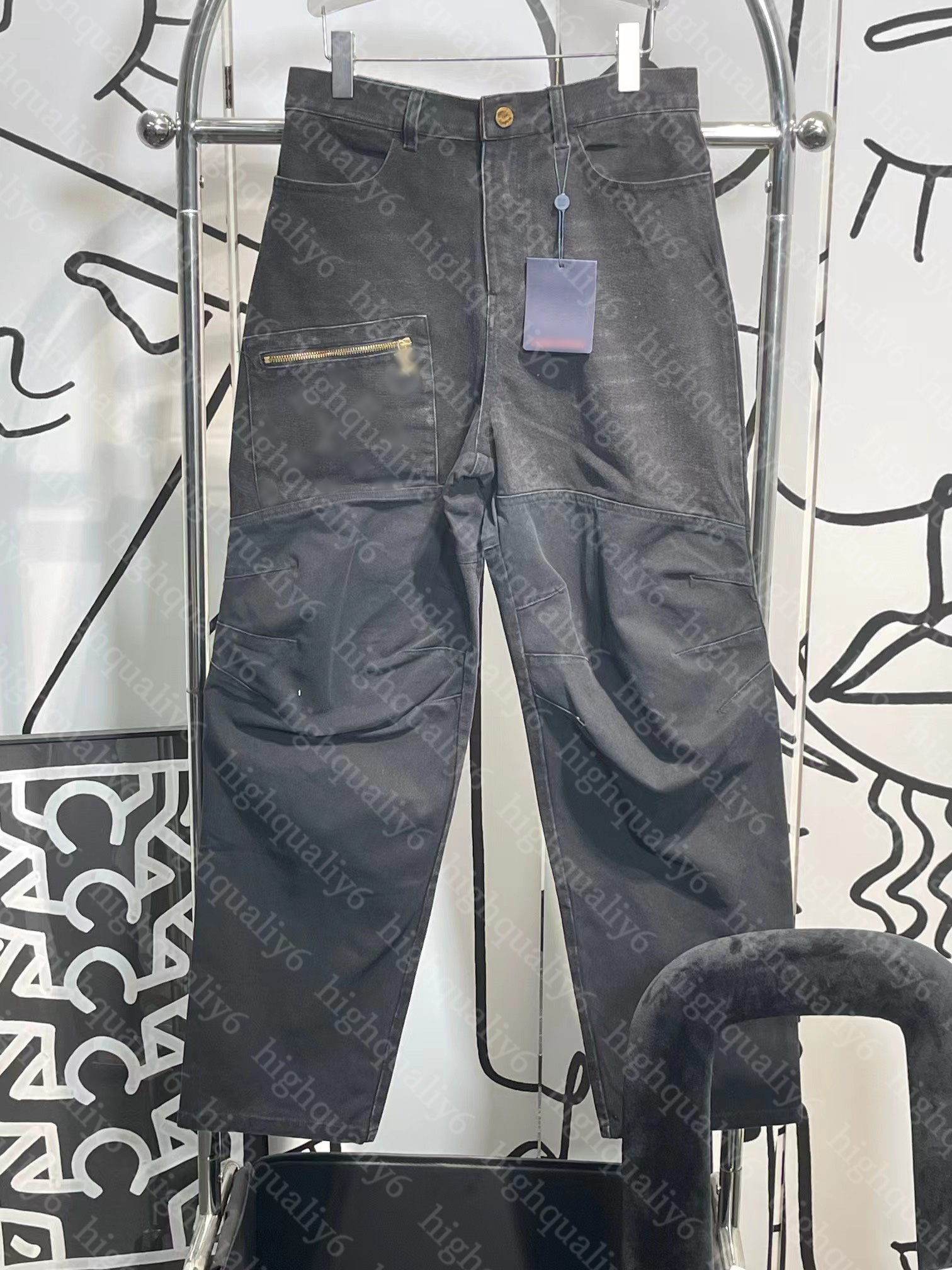 2024 nuovi jeans stampati patchwork, pantaloni alla moda pesanti LL in stile americano europeo uomini e donne, spedizione gratuita