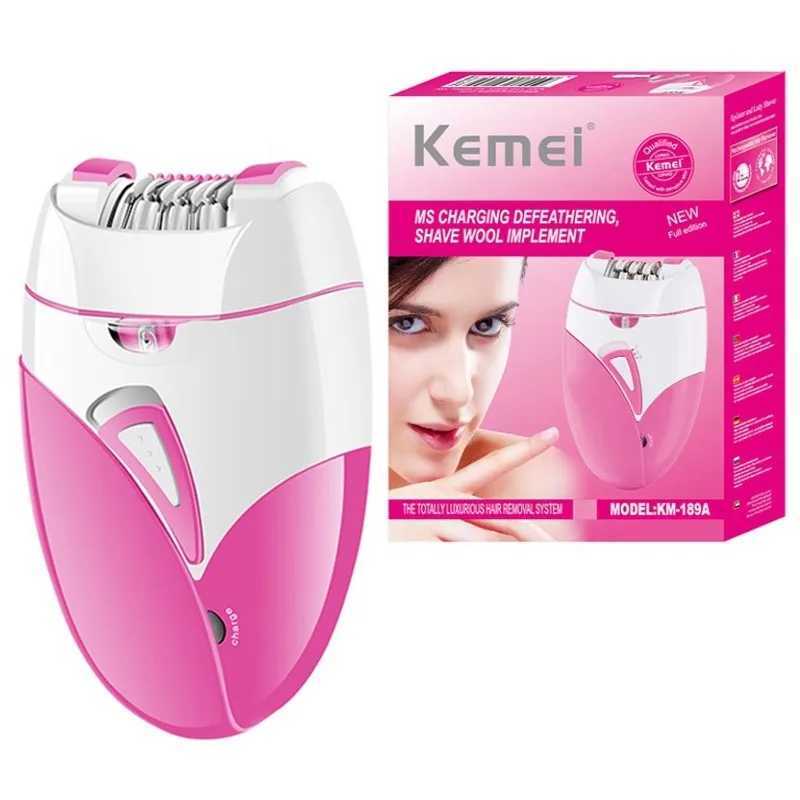 Epilator Kemei 189A Kvinnor smärtfri epilator laddningsbar kropp Hårborttagningsmaskin Electric Rakning Privat del Bikini Armpit Depilation D240424