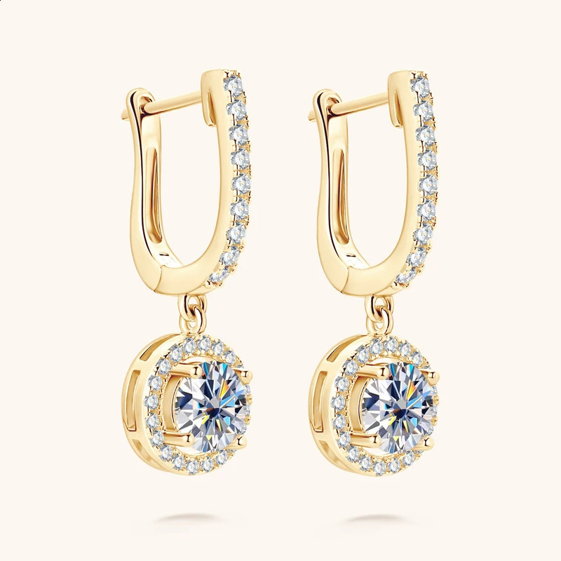 Anziw Women Hoops 925 Silver Gold Drop Earrings Dangle Real Earring Original GRA Certified Wedding Jewelry Gifts 240219