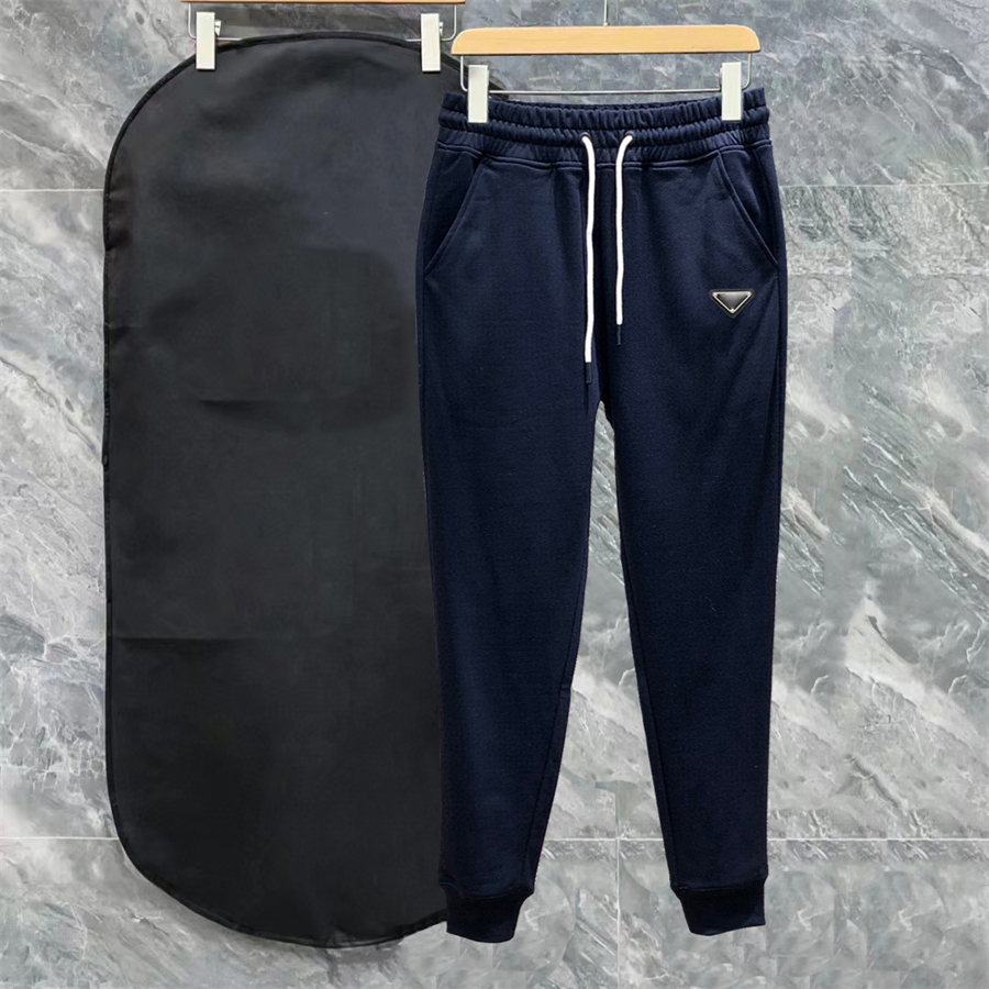 Men's cargo pants fashion sweatpants trendy brand spring casual minimalist triangular metal pants drawstring pocket size S-XL