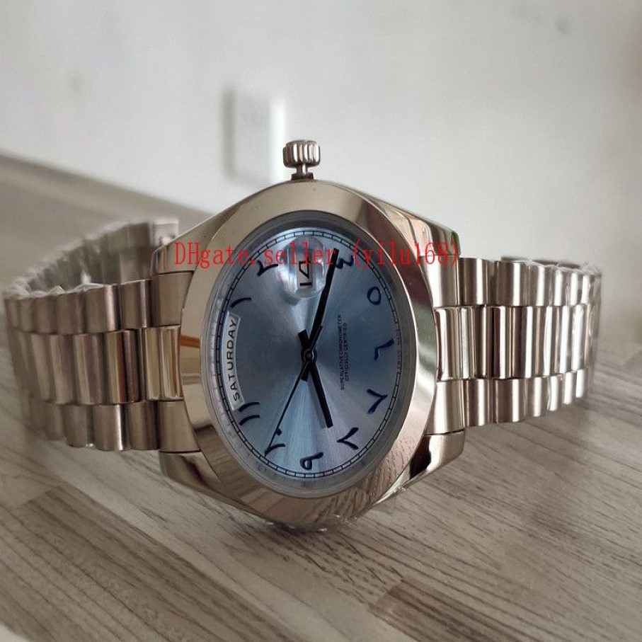 nieuwe luxe horloges 228206 platina 40 mm dag-datum 218206 ijsblauw Arabisch zeldzame wijzerplaat automatisch mode herenhorloge opvouwbaar mecha213r